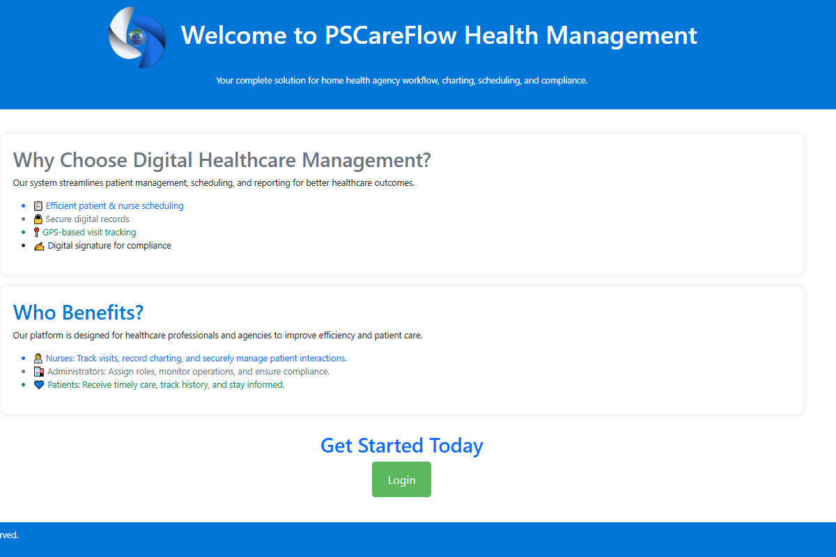 PSCareFlow workflow screen